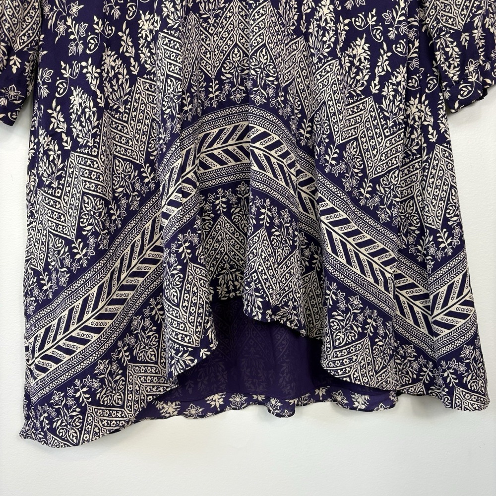 Tory Burch Bourdelle Graphic Floral 100% Silk Dress Purple Silk Tie Neck Sz 10 - Picture 11 of 14